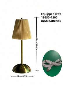 1pc USB Charging, Touch Control 3-Color Dimmable Pleated Fabric Bedside Lamp, LED Desk Metal Decor Ambient Lamp, Suitable For Living Room, Dining Room, Bedroom, Office, Holiday Gift (Built-In 18650-1200mAh Battery) - Multicolor - View 11