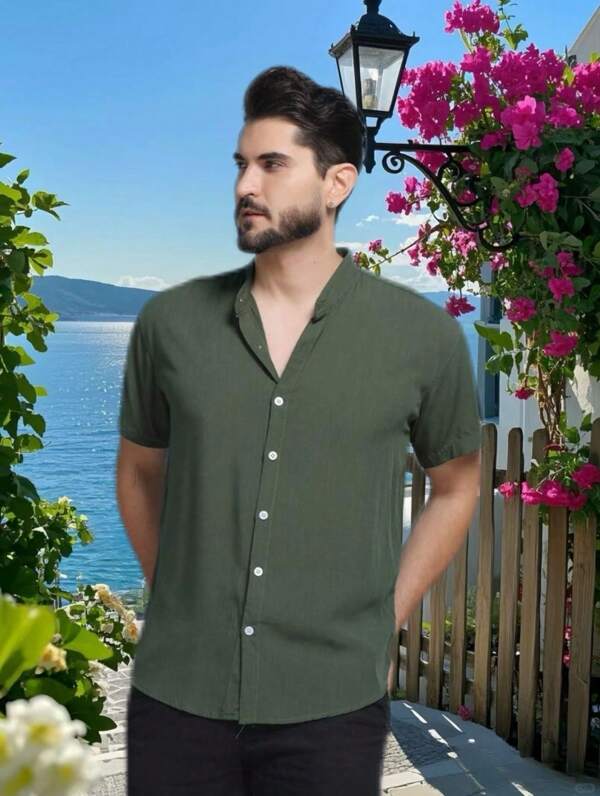 Camisa Gola Padre Masculina Manga Curta