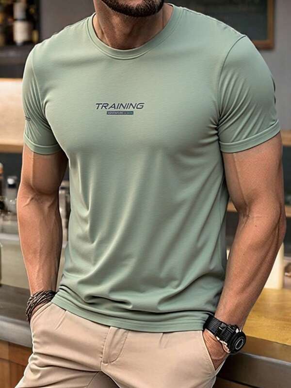 1-Piece Men's Fitness Short-Sleeve T-Shirt | Lightweight And Comfortable Athletic Wear | Cool, Stretchy, And Breathable Running Top | Athletic Top Suitable For Running And Training | Quick-Drying, Sweat-Wicking, And Lightweight | Athletic Wear For Running And Fitness