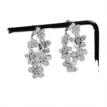 1 Pair Floral Earrings, Fashionable Hoop Earrings With Zirconia Flower, Front And Back Wear, Elegant And Versatile Earrings