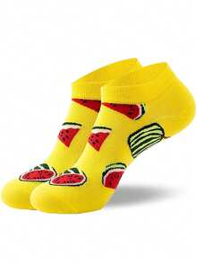 1 Pair Of Fruit Patterned Unisex Short Socks - Multicolor - View 1