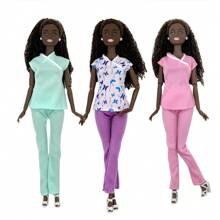 5pcs Nurse & Doctor Uniform Set Plus 4pcs Y2K Style Top And Pants Outfit For 11.5 Inch Female Doll, Casual Decor And Toys