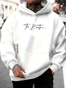 The Boston Men's Cotton Unisex Flannel Kangaroo Sweatshirt - 白色 - 查看 1
