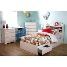 South Shore Summer Breeze Mate S Twin Bed With Storage White - White Wash as pic - View 2