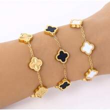 Lucky Clover Bracelet For Women Men Girls Boys 18K Gold  Link Bracelets Adjustable Plated Jewelry Wedding Christmas Birthday Best Gifts - 彩色 - 查看 9