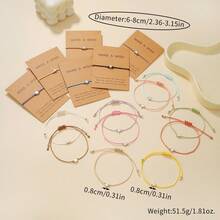 16 件单心手链 - 简约欧美风格蜡绳编织卡情侣友谊手链，手工编织手链，节日和新年礼品套装 - 五角星 - 查看 2