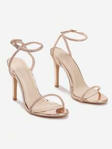 Women's Pointed Toe Adjustable Buckle Design Fashion High Heel Sandals - Champagne - View 3