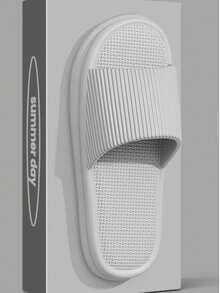 男女通用EVA拖鞋 - 软底室内/室外凉鞋，适合居家、浴室、海滩等场合，时尚休闲风格，流行设计，多种颜色可选，可爱拖鞋【新款高端】，轻便不累脚，四季皆宜 - 灰色 - 查看 4