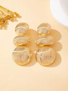 One Pair Of Fation Stud Earrings Clear Surface Chunky Jewelry