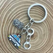 New Fashionable Droplet Shaped Police Car Key! Police Art Metal Keychain, Friends Gift Collection Accessories Car Accessories Bag Charm Backpack For School