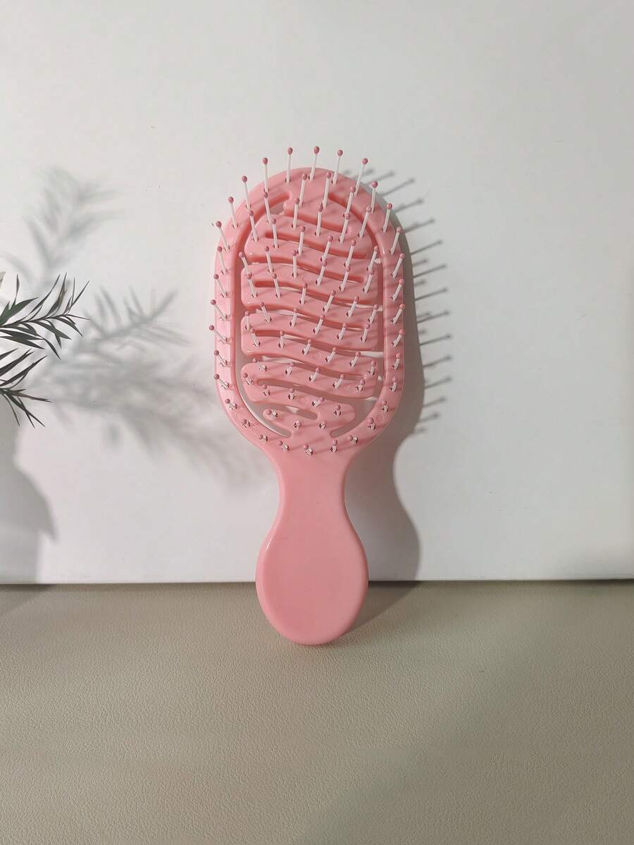 1 pieza Mini Peine Hueco Rosa Portátil, Cepillo de Cabello, Peine, Herramienta de Peinado, Producto y Accesorio de Peinado, Adecuado para Salón, Salón de Belleza, Esencial de Viaje, Vuelta a la Escuela, Vacaciones, Accesorio de Cabello para Mujer - Rosa - Ver 1
