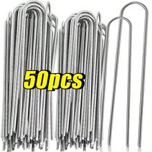 U-Type Garden Staples Heavy-Duty Fence Tubing Stakes Sod Pins Galvanized Landscape Spike For Holding Lawns Barrier Ground Nail