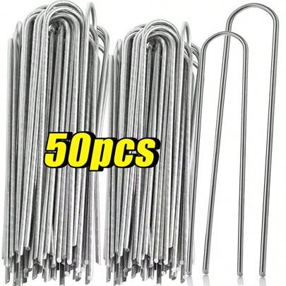 U-Type Garden Staples Heavy-Duty Fence Tubing Stakes Sod Pins Galvanized Landscape Spike For Holding Lawns Barrier Ground Nail