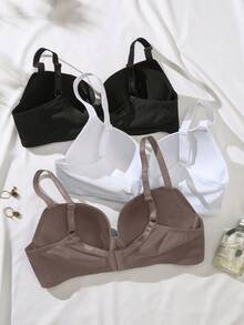 3pz/confezione Reggiseni imbottiti e con ferretto taglia comoda, set di lingerie comoda per donne curvy