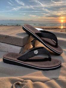 1 Pair Men's Lightweight Massage Casual Breathable Slippers, Suitable For Indoor And Outdoor Use, Summer - Brown - View 1