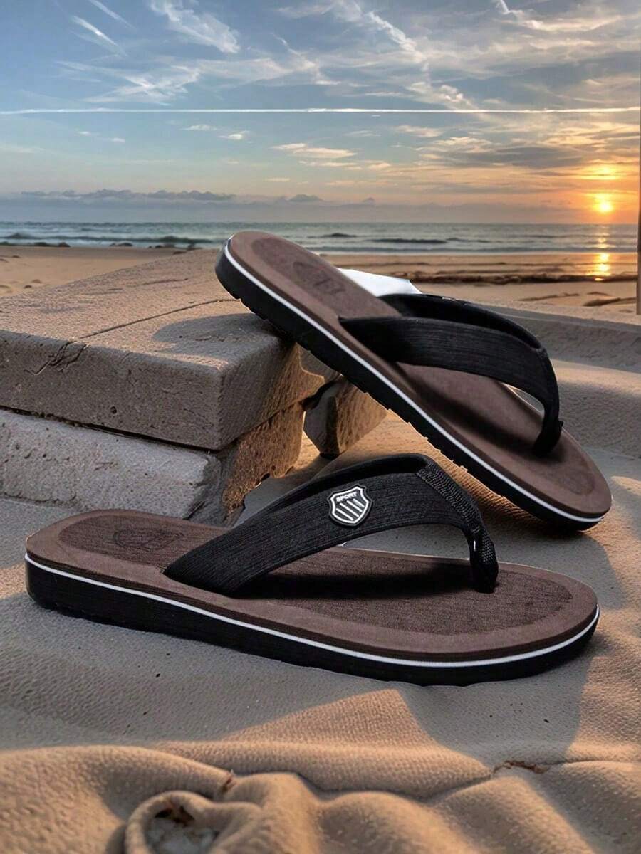 1 Pair Men's Lightweight Massage Casual Breathable Slippers, Suitable For Indoor And Outdoor Use, Summer - Brown - View 1