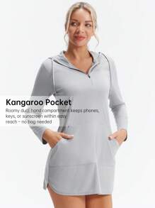 HOTSUIT Chemises de femmes à manches longues avec poche et demi-zip, légères pour l'été, pour le plein air, la course et la pêche