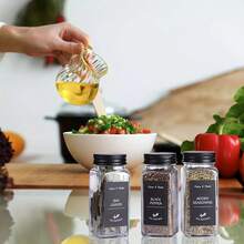 12pcs/24pcs Plastic Spice Jars, 5.6oz(~160g) Square Spice Containers, Reusable Salt And Pepper Shakers With Airtight Lids, Labels And Pens, For Spices, Herbs, Powders