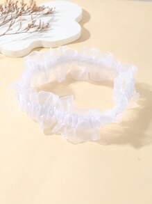 1pc White Lace Elastic Garter, Simple Solid Leg Chain, Elegant Bridal Thigh Ring For Wedding Season