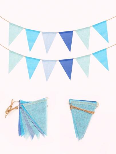 Set de 12 banderines de lino azul de 4m de colores variados - Decoración de cumpleaños, decoración de fiestas, decoración de aulas, Navidad, decoración de carnaval, al aire libre, decoración de Halloween, Navidad, decoración de eventos grandes, decoración de fiestas, decoración de fiestas temáticas, decoración de lugares de bodas, decoración de despedidas de soltero, decoración de patios y hogares, guirnalda de banderas triangulares