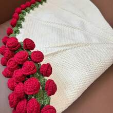 超大玫瑰花束毯子，情侣礼物，朋友节日礼物，独特礼物 - 白色 - 查看 4