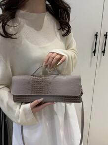 Nova bolsa de ombro feminina luxuosa e versátil com estampa de crocodilo