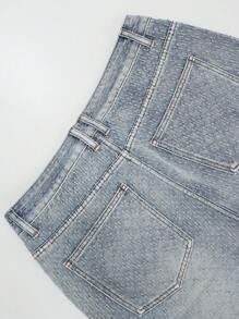 Shorts vaqueros informales y cómodos con estampado integral en jacquard, diseño vintage para el verano