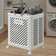 Collapsible Laundry Basket With Wheel Foldable Portable Hamper For Dirty Clothes - Beige - View 3