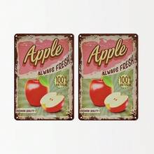 Vintage Apple  Sign - Fruit Metal Sign - Retro Decorative Sign Wall Decor Home Decor - (Aluminum) - View 2