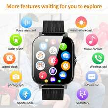 SIMSONLAB Smartwatch universal para hombres y mujeres, con recordatorio de información, reproducción de música y respuesta de llamadas telefónicas - Negro - Ver 7