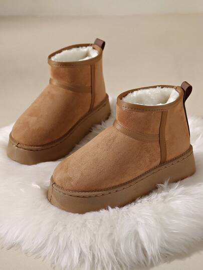 1 Paio Di Scarponcini Da Neve Unisex Invernali Minimalisti, Colore Unito, Comodi E Caldi, Adatti Per Ufficio, Casa E Uso all'aperto In Autunno E Inverno