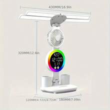 Smart Touch LED Desk Lamp With USB - Dual Head, Dimmable And Color Changing Reading Light, Built-In Fan And Night Light, Eye Protection Design, Very Suitable For Home Office And Dormitory Learning - Battery Free, Multifunctional Desk Lamp | Dual Head Lamp | Integrated Fan Lamp, Home Office Desk Lamp - 彩色 - 查看 3