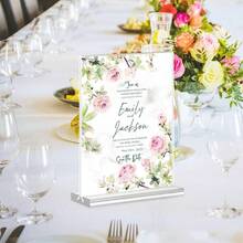 2/6/12pcs Acrylic Sign Holder,Clear T Shape Desktop Display Stand,For Restaurants, Office, Shop, Wedding,Exhibition Seat Business Card Holder - Clear - View 3