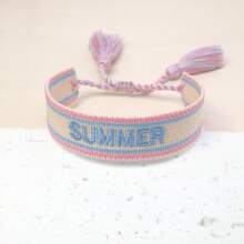 1 pieza Pulsera trenzada bordada a mano de estilo boho, adecuada como regalo para familiares, amigos, estudiantes, festividades, fiestas, vacaciones en la playa