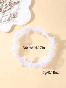 1pc White Lace Elastic Garter, Simple Solid Leg Chain, Elegant Bridal Thigh Ring For Wedding Season