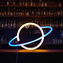 1 件 LED 银河霓虹灯，酒吧、生日、婚礼、派对、儿童房装饰照明，电池或 USB 供电，家居浪漫仙女灯 - 星球霓虹燈 - 查看 9