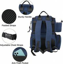 50L Waterproof Fishing Backpack With Insulated Dual Cooler & Rod Holders, Multi-Functional Tackle Bag For Camping, Hunting & Outdoor Adventures, Premium Nylon Travel Gear Organizer, Ideal Fishing Gift For Men - Blue - View 4
