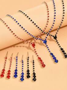 2 pièces Set de collier et boucles d'oreilles étincelants pour femmes, accessoires de bijoux de mariée élégants pour soirée