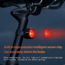 Feu arrière intelligent pour vélo - Détection de freinage automatique avec plusieurs modes d'éclairage, rechargeable par USB, ultra-lumineux et étanche pour la conduite de nuit