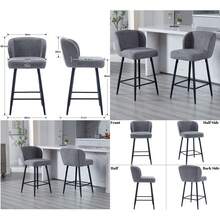 WAHSON OFFICE CHAIRS Kitchen Bar Stools Set Of 2 Faux Fur Breakfast Barstools Upholstered High Stools For Kitchen Counter - Grey - View 8