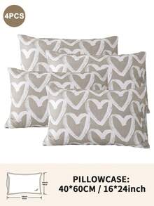 1个/2个/4个装涤纶心形图案枕套（不含枕芯），柔软舒适，四季皆宜 - 彩色 - 查看 27