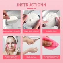 Rosa runde komprimierte Gesichtsreinigungsschwämme zum Reinigen und Abschminken, gründliche Reinigung und Peeling, parfümfrei und alkoholfrei, reisefreundliche Reinigung, geeignet für alle Hauttypen