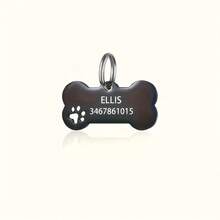 Targhetta per animali domestici in acciaio inossidabile con motivo a ossa e zampe vuote, in acciaio al titanio, adatto per incisione laser, per cani e gatti