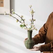 Ceramic Vase Tabletop Decor For Dried Flowers, Water Plants, Zen Style Small Vase, Home And Office Decoration - Multicolor - View 3