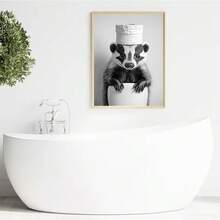 1pc/3pcs Wall Arts Posters Khung tùy chọn/Khung động vật Đen trắng dễ thương Động vật và giấy vệ sinh Poster Mèo Nhím Con lười Tranh vải Nghệ thuật treo tường Phòng tắm Phòng khách Trang trí nhà - Nhiều màu - Xem 6