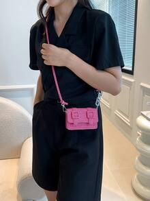 Women's Mini Fashionable Chain Strap Shoulder Bag For Daily Use - Hot Pink - View 7