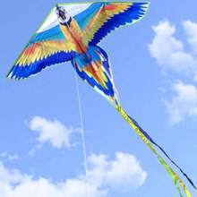 1 طائرة ورقية بشكل بغبغاء + 100 سم طول طائرة بغبغاء ورقية، مناسبة للمبتدئين، تطير بسهولة مع نسيم الهواء، ملونة وجميلة، مناسبة جدًا للبالغين، مثالية للأنشطة العائلية الخارجية، لالاستمتاع بالمرح اللانهائي في الحدائق والشواطئ والأراضي المفتوحة - متعدد الألوان - مشاهدة 11