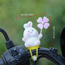 1pc Cute Windmill Bicycle Decor - Adorable Piglet With Blue Flower Bow, Durable White PVC Material, Wind-Powered, Suitable For Mountain Bikes, High-Quality Non-Electric Bicycle Accessory