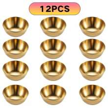 1/4/8/12 包 3.2 英寸不锈钢酱料碟迷你独立碟子碗圆形调味碟寿司蘸料碗开胃菜盘，金色，厨房，圣诞礼物，学校用品