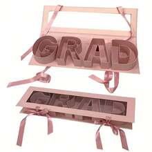 1 件毕业礼盒，透明窗口 GRAD 形纸板礼盒，可装满巧克力、草莓、糖果、珠宝、玫瑰、毕业礼物